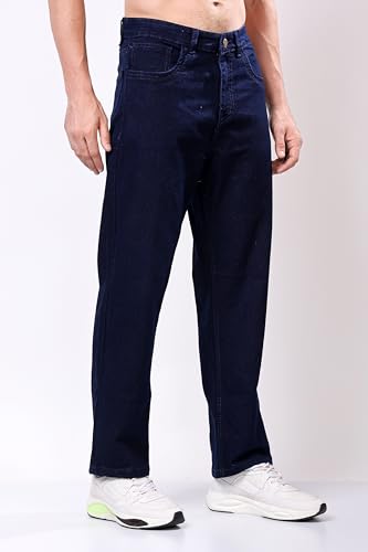 Image of EditLook Men's Denim Cotton Blend Oversized Loose Baggy Fit Mid Rise Jeans Pants for Men