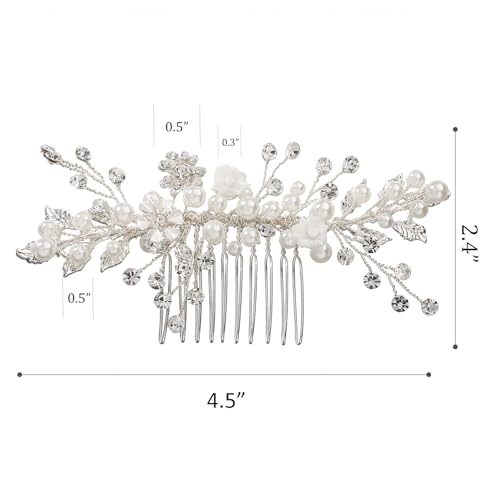 Silver Floral Bridal Hair Comb For Rustic Outdoor Wedding Outfit Matching — view 4