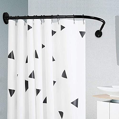 Barra de cortina de ducha curvada ajustable, barra de tensión en forma de L, extensible y sin óxido para baño, color negro, se adapta a 70-95 cm x 120-165 cm, fácil instalación