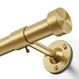 YaFex Heavy Duty Curtain Rods 32-120 Inch, 1 Inch Adjustable Gold Curtain Rod for Windows, Long Window Treatment Rods with Aluminium Finials, Easy Installation