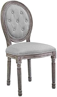 Modway Arise French Vintage Tufted Upholstered Fabric Dining Side Chair in Light Gray