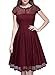 Miusol Women's Retro Floral Lace Cap Sleeve Vintage Swing Bridesmaid Dress (Medium, Wine Red)