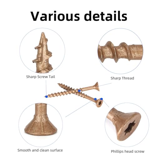 Image of Deck Screws #8 x 2'', T25 Star Torx Drive Flat Head Wood Screws, Brown, 5lb