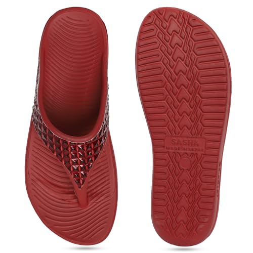Image of GOLDSTAR SASHA-02 Red Comfortable EVA Waterproof Slippers Flip Flops Chappals Cushioned Sliders Daily Use Slipper Slip-On Slipper /Sliders For Women