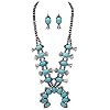 Rosemarie & Jubalee Women’s Statement Western Howlite Squash Blossom Necklace Earrings Set, 27″-30″ with 3″ Extension