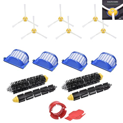 JoyBros Kit d'Accessoires de Rechange pour iRobot Roomba Série 600 675 676 692 694 697 698 671 | 6 Brosses Latérales, 4 Filtres, 4 Brosses à Rouleau Principales