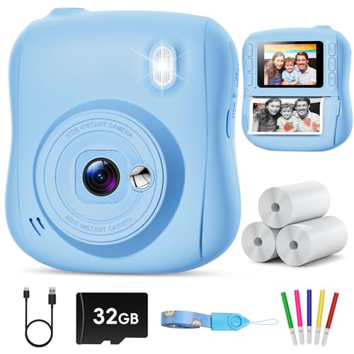 Instant Print Camera for Kids,Christmas Birthday Gifts for 3 4 5 6 7 8 9 10 11 12 Year Old Boys...