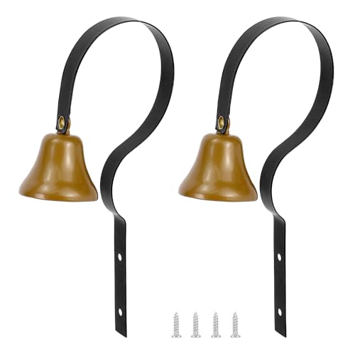 QWORK Shopkeepers Bell 2 Pack Wall Mounted Clear Melodious Doorbell 1.6 Diameter Metal Doorbell Dog Training Bell Customer Coming Doorbell Anti Theft Doorbell for Service Alert Pet Training