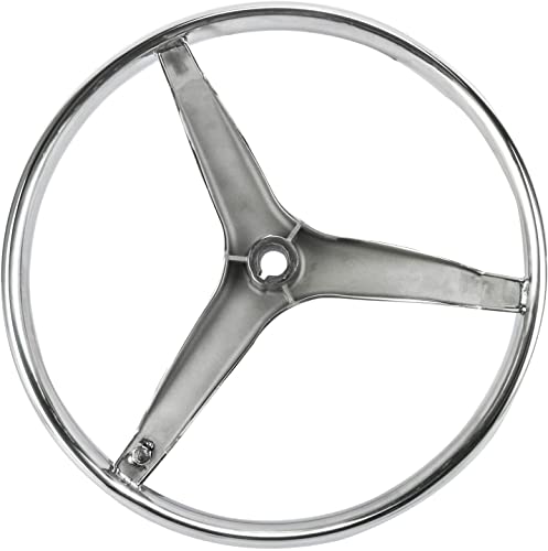 Amarine Made Stainless Steel Boat Steering Wheel 3 Spoke 15-1/2" Dia, With 1/2"-20 Nut And Turning Knob For Teleflex Cable Helm #TOP5