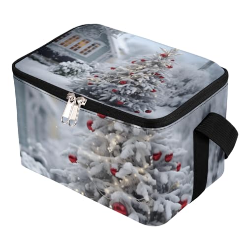 GzLeyigou Lunch Bags for Women Men 9 Cans,Snow Christmas Tree Hot & Cold Food Delivery Bag Insulated Grocery Bag Insulated Lunch Box Cooler Bag for Office Work Picnic Beach