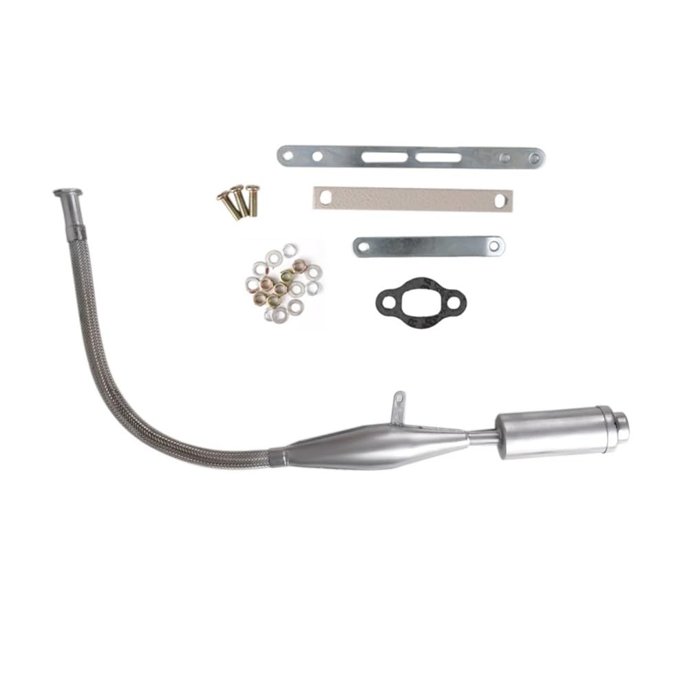 Für 80cc Bike Gas Motor Motorrad Auspuff | 1Set Schwarz Silber Schalldämpfer Rohr Für 80cc Bike Gas Motor Motorrad Auspuff Rohre Motorrad Teile