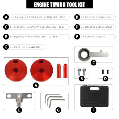 CISSIYOG Motor Einstellwerkzeug kompatibel mit Ford Transit 2.0 TDCi/EcoBlue, Nockenwellen Arretierung, Steuerzeiten Wechsel Werkzeug, Benziner Arretierwerkzeug, Zahnriemen Wechsel Werkzeug Set