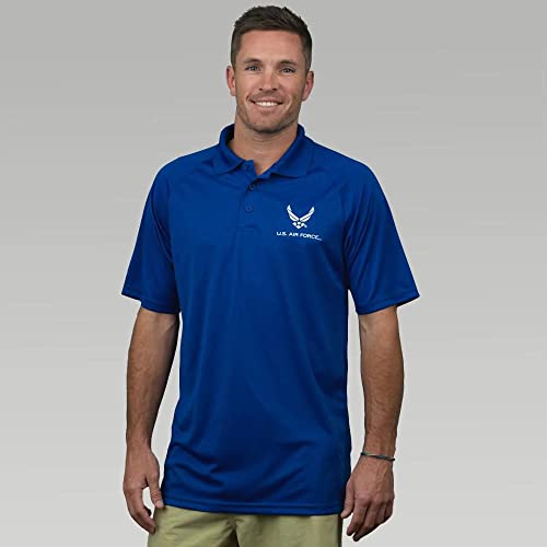 Armed Forces Gear Men's US Air Force Performance Polo - Official Licensed United States AIr Force Shirts for Men (Royal)3