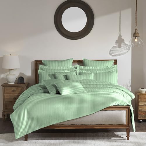 Image of MYTRIDENT Bedsheet for Double Bed, Classic King Size Bedsheet with 2 Pillow Covers, 210TC, 100% Cotton Bedsheet - Sea Foam