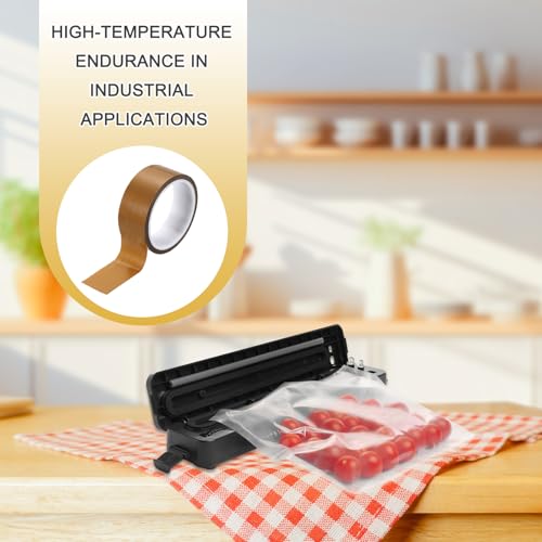 Image of PATIKIL High Temperature PTFE Tape 1-9 /16 Inch x 33 Feet, PTFE Coated Fiberglass Adhesive Tape for Vacuum Sealer Machines Hand-Impulse Sealers Insulation, Brown