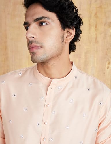 Image of Amazon Brand - Symbol Men Festive Long Regular Fit Kurta & Pyjama Set (2Pcs)
