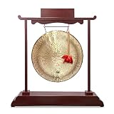 KAFELE El Gong Tradicional De Apertura De Gong Contiene Un Templo De Estante De Gong De Madera Tallada/Un Templo Zen/Control De Inundaciones/Baño De Sonido De Cobre,100CM