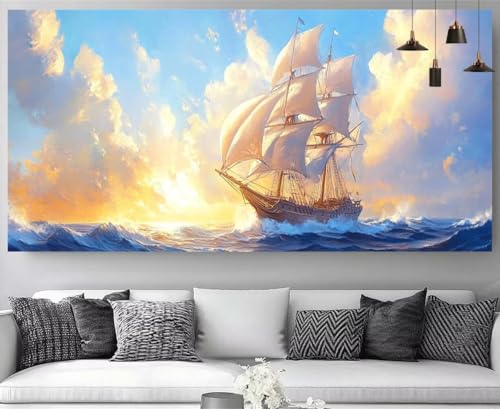 Diamond painting voilier XXL 60x180cm broderie diamant kit complet M-Y543