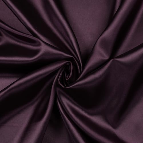 MDS Satin Fabric 2 Yards, 44" Wide, Silky Smooth Charmeuse Sateen Cloth for Wedding Arch Drapery Panel Backdrop Party Event Banquet Home Decoration Curtain Crafts DIY Sewing Costume - Plum