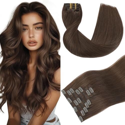 Extensions capillaires à clip marron chocolat Youngsmile 45 cm 120g