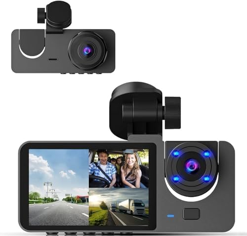 3 Channel Dash Cam,4K Dash Cam Front and Rear Inside, Dash Camera...