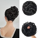 BwelsZJ Large Messy Bun Hair Piece Curly Synthetic Extensions Scrunchies Fake Chignon Updo Hairpieces for Women Darkest Brown