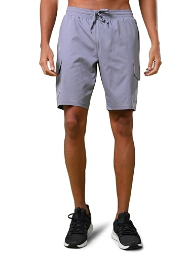 Image of TECHNOSPORT Men's Solid Slim Fit Sports Shorts TS Flexi Quick Dry Polyester Drawstring with Pockets UPF50+ for Gym Running Workout Anti Odour