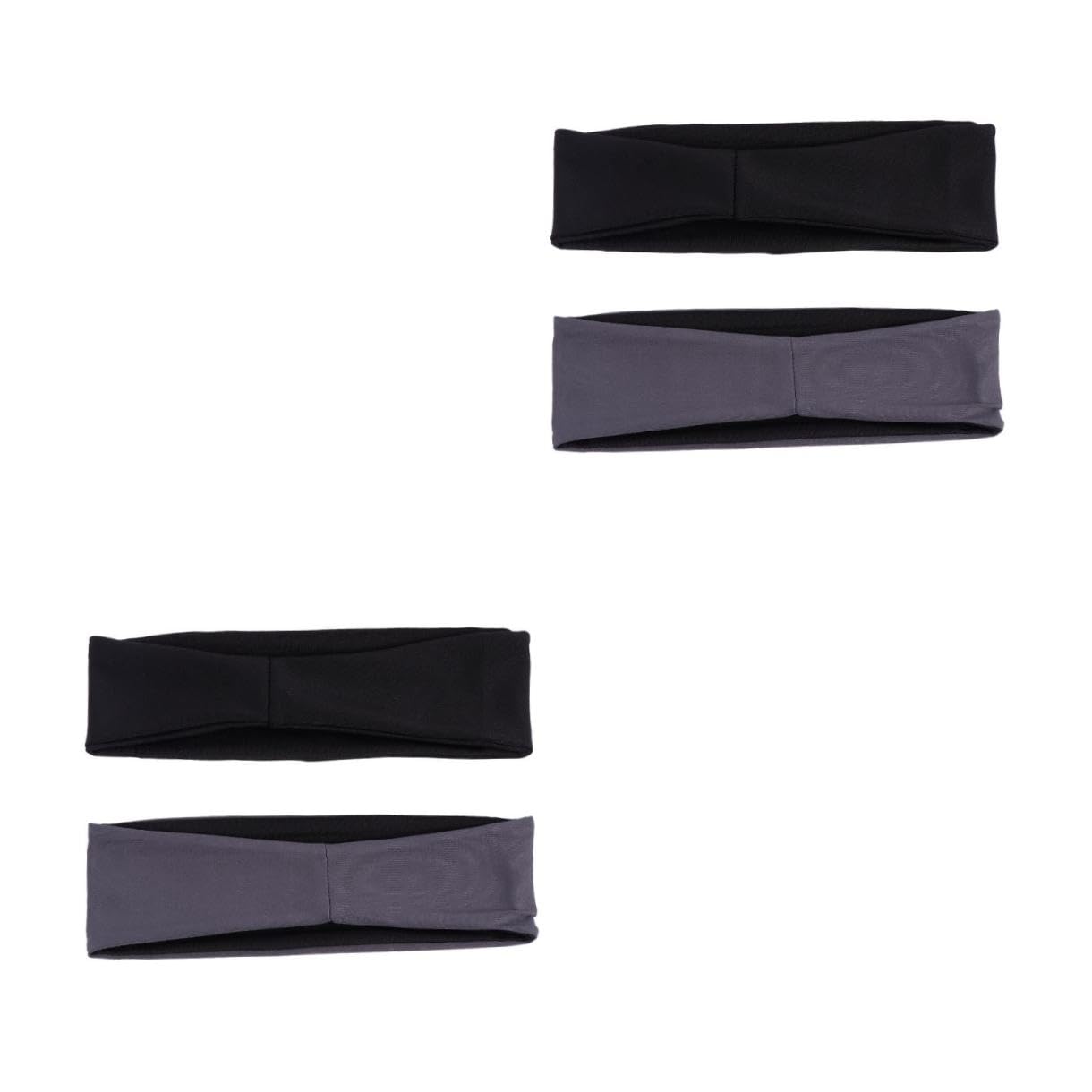 Toyvian 2sets 2pcs Elastic Headbands for Sports Breathable Quick Dry Hair Accessories for Running Yoga Outdoor Activities Black Grey Non Slip Comfortable Fit 2pcs*2