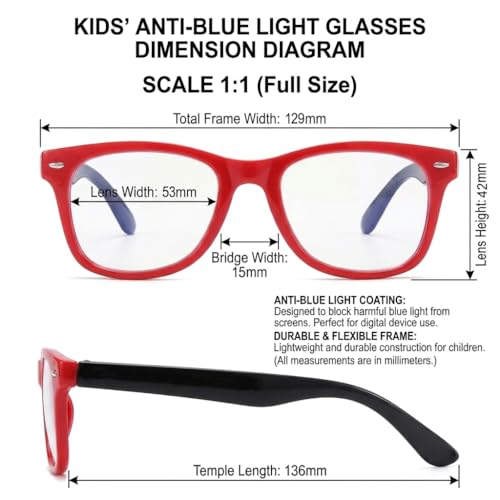 Image of Kids Blue Light Blocking Glasses Rectangle Digital Boys Girl Age for 5-12