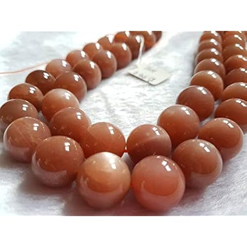 World Wide Gems Beads Gemstone 10MM Peach Moonstone Round Shape Cover