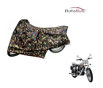 Auto Hub Waterproof Bike Body Cover Compatible with Royal Enfield Bullet Electra -(Fabric:-Polyester, Color:-Jungle Print)