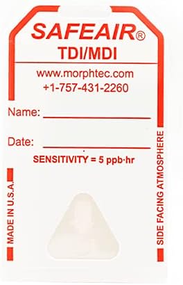 SafeAir TDI/MDI Badge for Aromatic Isocyanates Part# 382001-50, 50-Pack and Strap Clips Part# 401966-10, 10-Pack