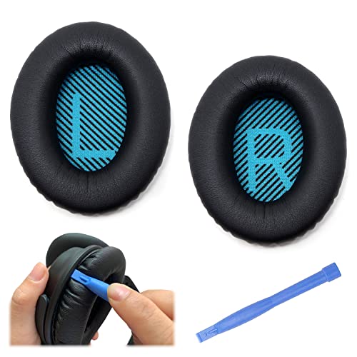 Coussinets de rechange pour casque Bose Quiet Comfort QC25 en similicuir premium bleu noir
