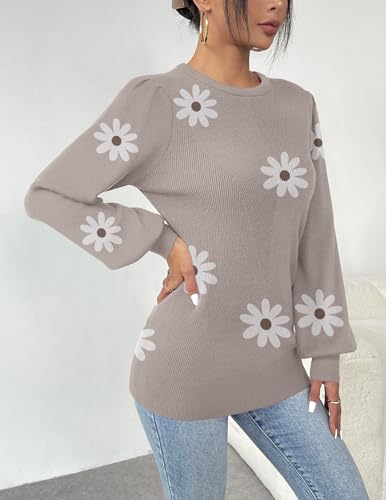 Image of Zeagoo Womens Sweaters Fall 2026 Dressy Casual Long Sleeve Shirts Ribbed Knit Winter Outfits Puff Pullover Jumper Tops