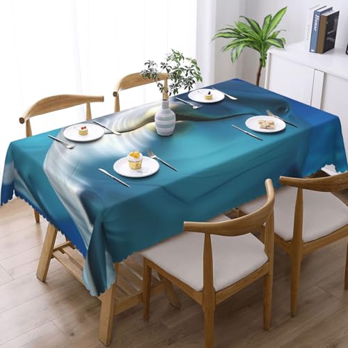 Nappe rectangulaire en polyester dauphin 137x183 cm imperméable et lavable pour table de repas - 3
