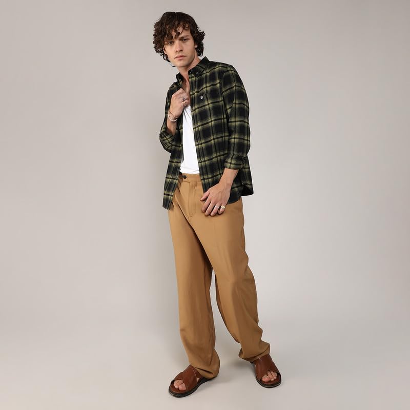 Image of CAHOOT Men's Brushed Buffalo Check Shirtfor Casual Wear | Spread Collar | Long Sleeve | Button Closure | Shirt Crafted with Comfort Fit for Everyday Wear