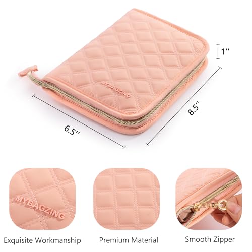 Image of MYBAGZING Crochet Hook Case - Empty Organizer with 24 Slots for Crochet Hooks & Ergonomic Aluminum Crochet Needles, Zipper Pocket for Accessories and Supplies