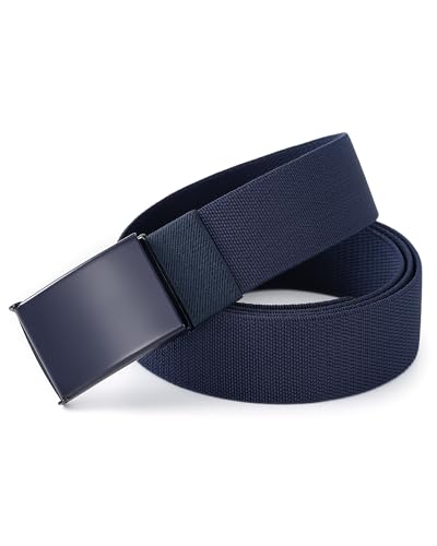 Image of Mile High Life Stretch Canvas Belt for Men, Golf Casual Elastic Web Belt, Top Military Buckle, Adjustable Cut to Fit