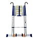Produktbild DFJU 8 m / 7 m / 6 m Teleskopleiter mit Haken, Stabilisator und Rädern, Teleskop- Ausziehleiter aus Aluminium für Heimarbeiten auf dem Dachboden im Freien, Last 150 kg (Color : Blue, Size : 6m/20