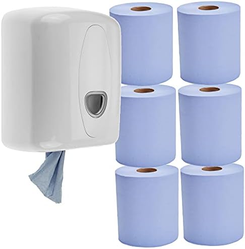 Centerfeed + 6 Rolls Paper Centre Pull Feed Dispenser White Wall Mounted