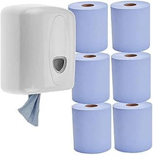 Centerfeed + 6 Rolls Paper Centre Pull Feed Dispenser White Wall Mounted