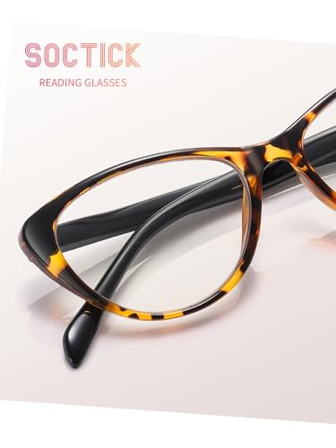 Image of 4 Pack Fashion Cat Eye Reading Glasses for Women, Computer Blue Light Blocking Readers Anti Glare Eyeglasses 0.5