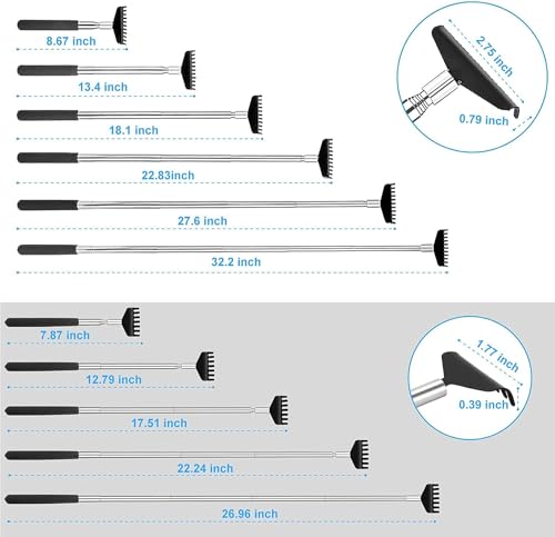 Image of Oversized Back Scratcher Gift Set, 2 Pack, Upgraded Metal Stainless Steel Telescoping Back Scratcher Tool with Canvas Carrying Bag