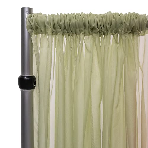 Event Decor Direct 10ft Wide x 21ft Long Sheer Voile Curtain Panel with 4" Rod Pockets - Decorative Sheer Pattern Curtains for Wedding Decoration - Sheer Panels for Windows - Fog Green