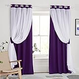 PONY DANCE Purple Curtains for Living Room Window Curtains & Drapes Blackout Panels for Girls Bedroom, 52 W x 84 L in, Royal Purple, One Pair
