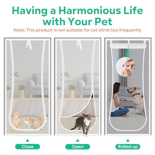 Mosquitera para gatos de 34x80 pulgadas con cremallera bilateral resistente 6