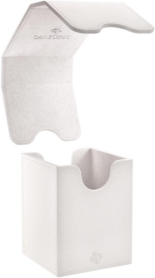 Squire 100+ XL Convertible Deck Box | Card Storage Box with Removable Cover Clips | Holds 100 Double-Sleeved Cards in Extra Thick Inner Card Sleeves | White Color | Made by Gamegenic (GGS20120ML)