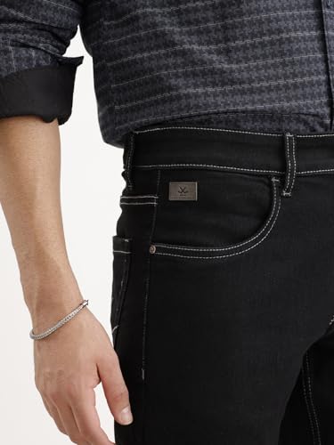 Image of WROGN Men's Cotton Blend Jeans | Solid | Slim Fit