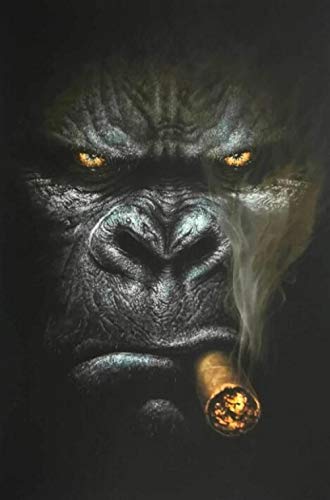 HJKLP Rogue Gorilla Monkey Cigare Fumer Peintures Gorilla Portrait Affiches Et Gravures DrôLes Animaux Tableaux Murale Art Moderne Decoration 60x80cm Pas De Cadre