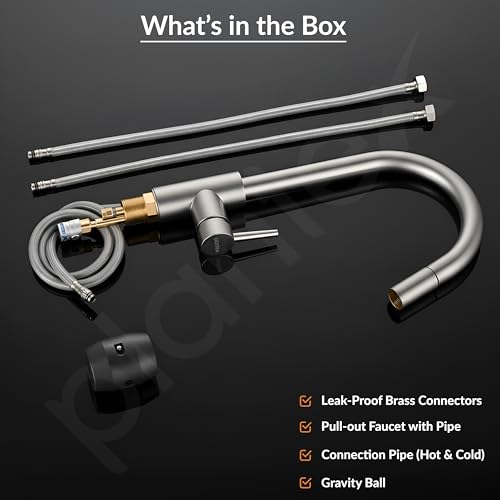 Image of Plantex Pull-Down Kitchen Sink Tap /304 Stainless Steel Sink Tap for Kitchen Basin with 360⁰ Swivel Spout /Kitchen Sink Faucet- (1062, Matt)